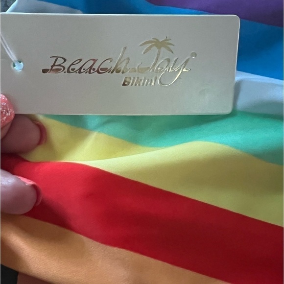 Beach Joy Rainbow Front Knot Bikini Top - Picture 7 of 11